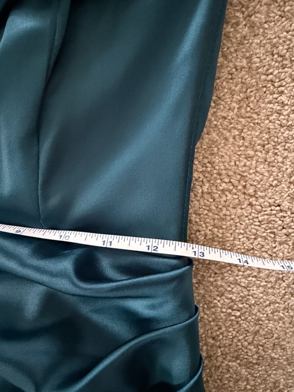 NWT Satin Dark Teal Off-Shoulder Front Leg Slit Formal Prom Dress Small - Picture 11 of 14